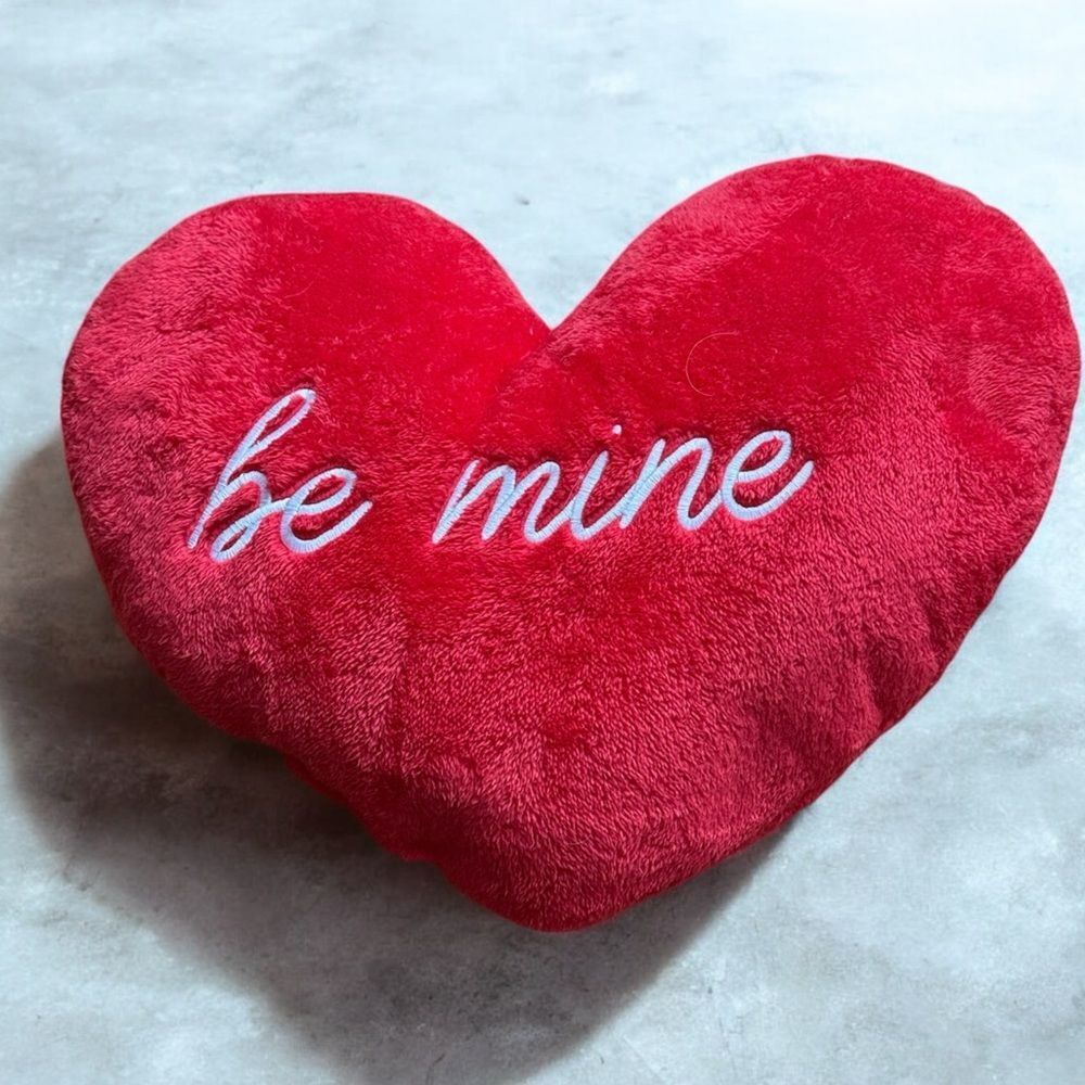“Be Mine” Embroidered Heart-Shaped Pillow!